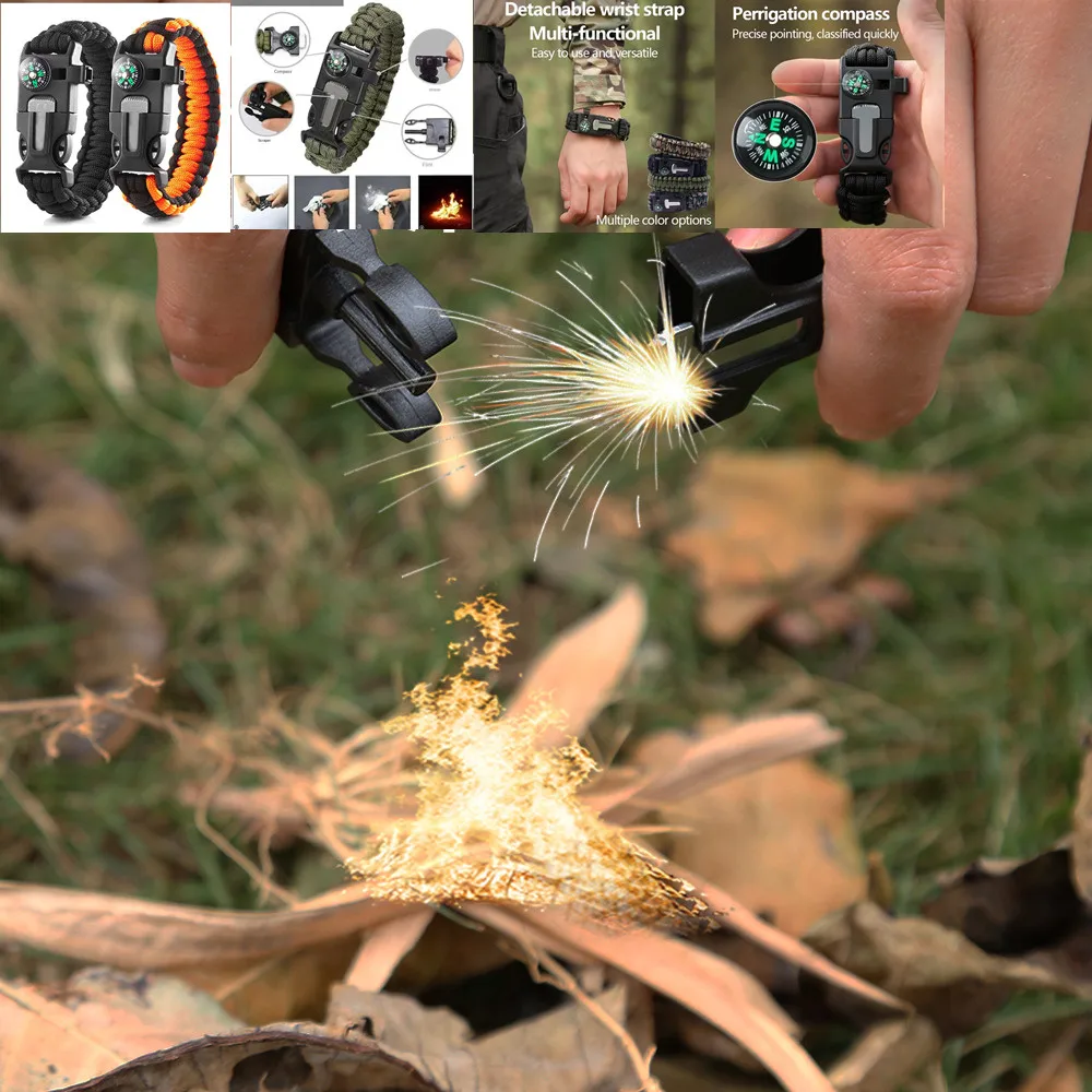 

Outdoor Multi-function Paracord Survival Bracelet Igniter Lighter Camping Adventure Emergency Rescue Survival Rope Bracelet