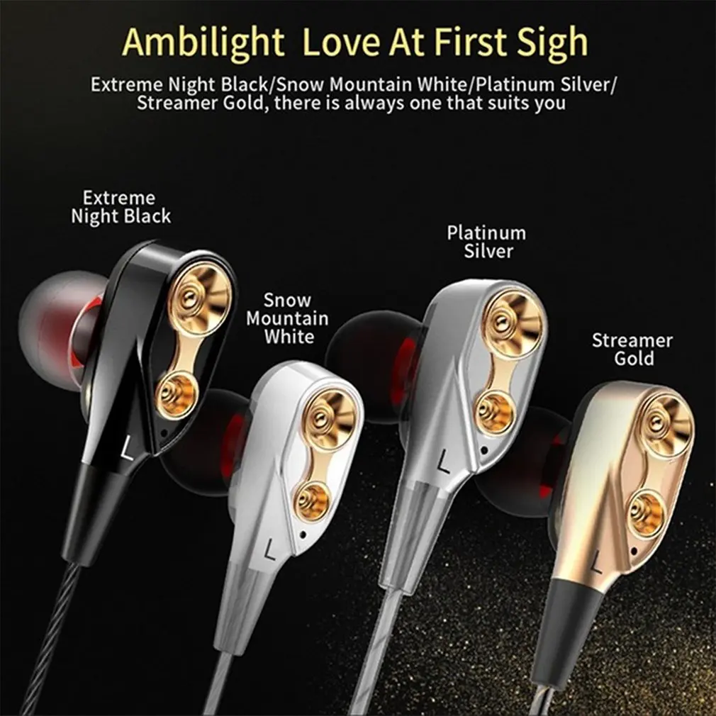 2022 novo magnético com fio estéreo in-ear fones de ouvido super bass dupla unidade fone de ouvido fones de ouvido para huawei samsung telefone inteligente