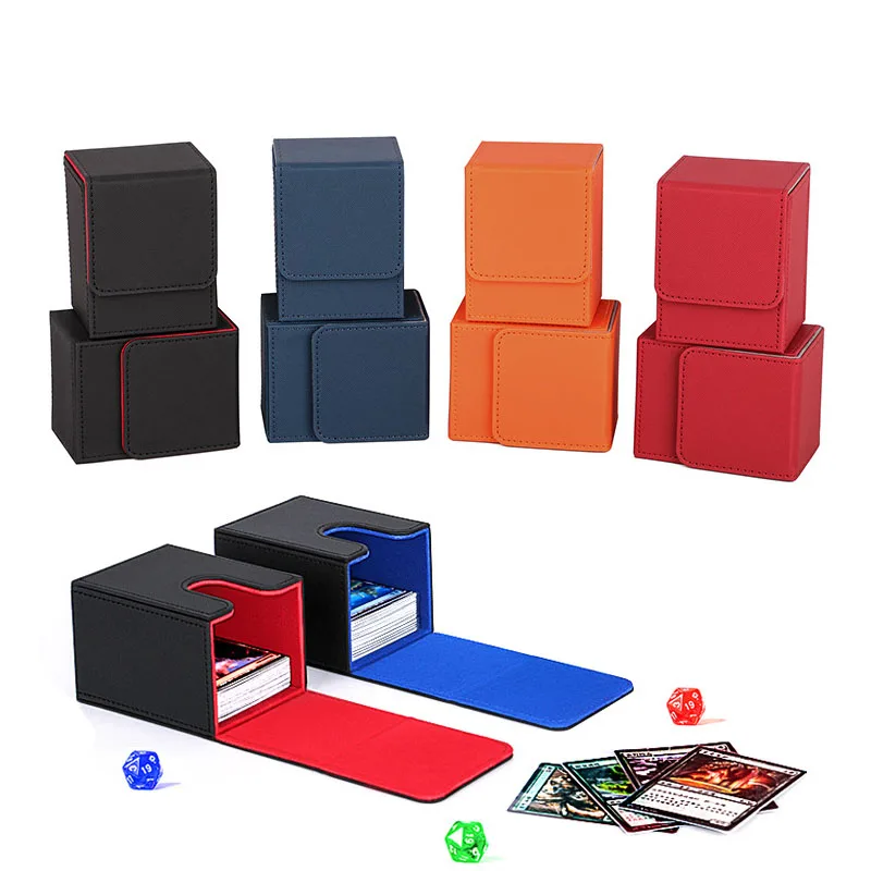 

Коробка для карт, футляр для карт, вмещающий более 100 карт в защитных пакетах, коробка для хранения карт из искусственной кожи для коллекционных карточных игр TCG.