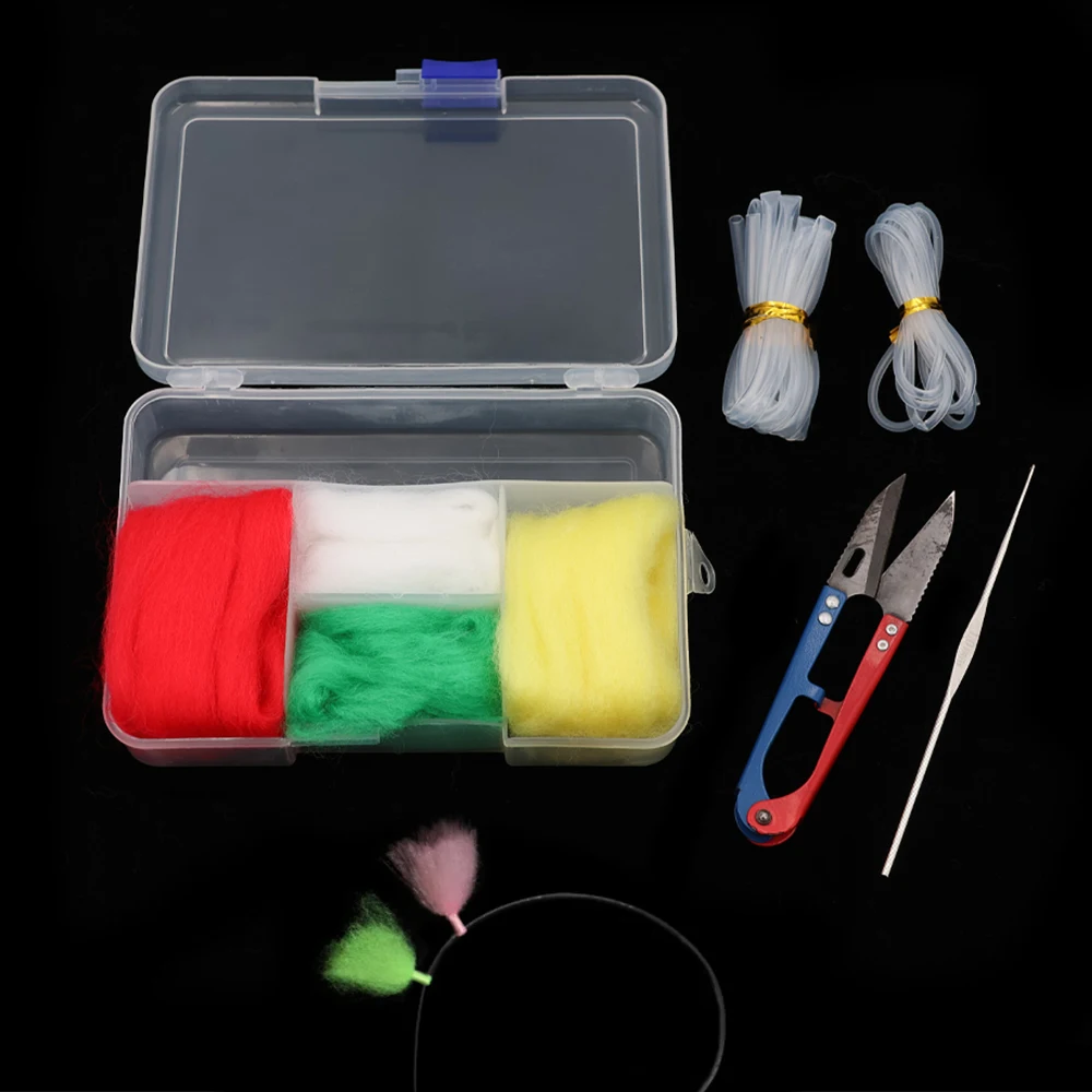 Kit de Herramientas para Indicadores de Picada de Pesca con Mosca - Hilo de Huevo/Enhebrador/Cortador/Indicador de Picada de Lana/Accesorios de Pesca en Tubo/Caja de Aparejos