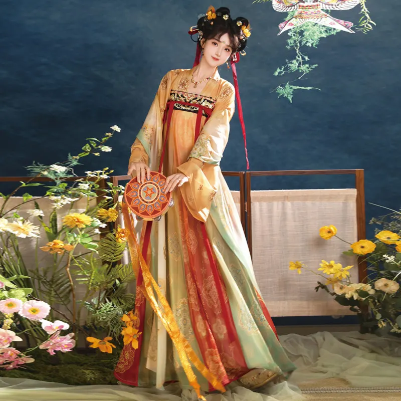Tang Dynasty Hanfu Dress Fairy Costume Ancient Folk Dress Female Han Dynasty Oriental Princess Cosplay Chiffon Hanfu Dress