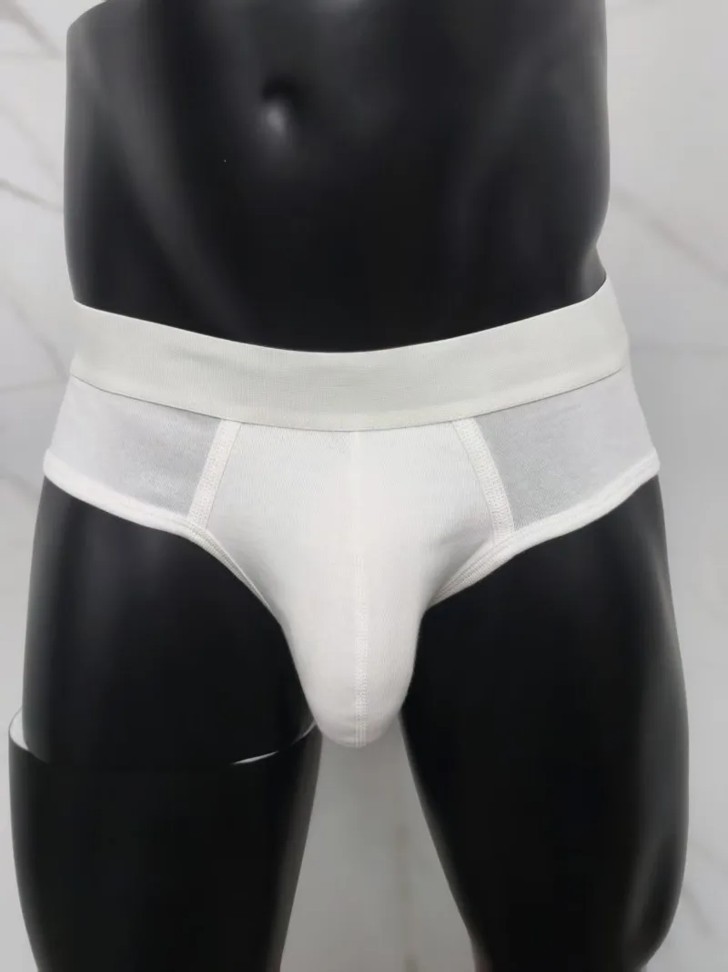 Men Bulge Pouch Briefs Sexy Combed Cotton Low Rise Underwear Breathable Solid Color Panties Wide Waistband Soft Comfy Underpants