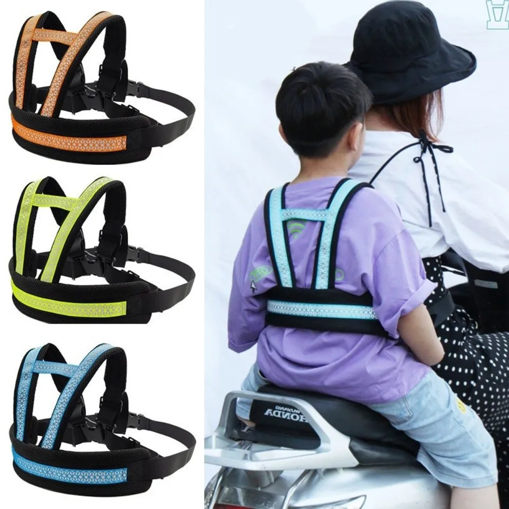 Breathable Children's Motorcycle Seat Belt Reflective Strap Non-Slip Kids Safety Seat Harness Anti Lost Adjustable Strap
