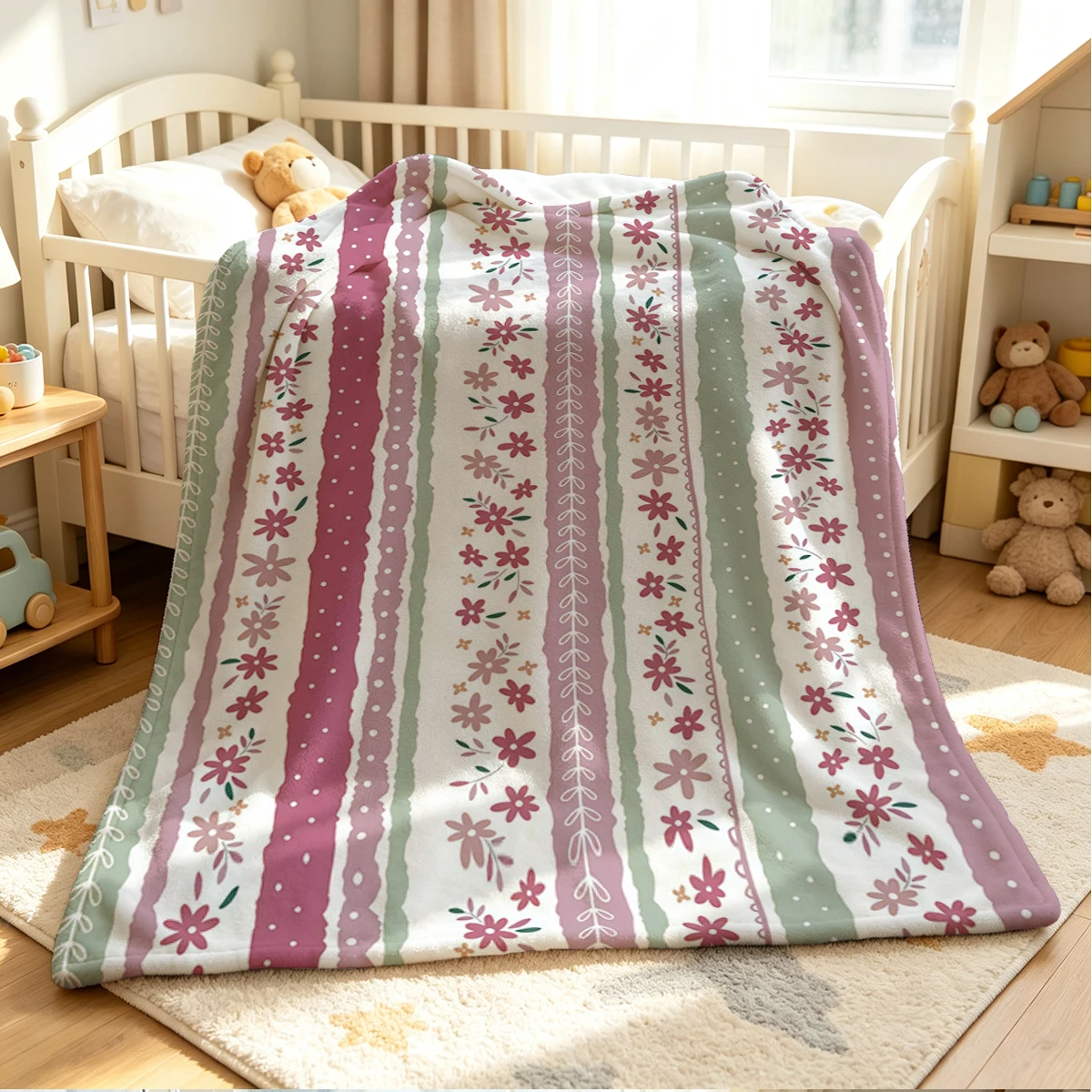 Gentle Flora Flannel Blanket Warm Soft Halloween Christmas Couch Warm Cozy Decorative Decor Gift for All Season