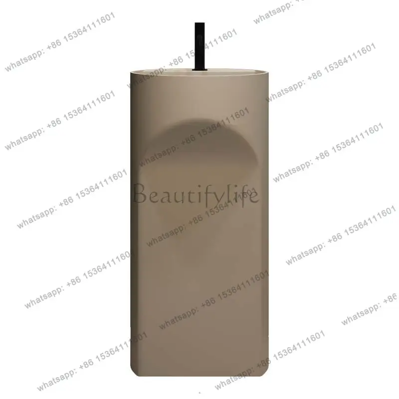 Milk coffee color artificial stone integrated floor-standing washbasin project balcony column basin