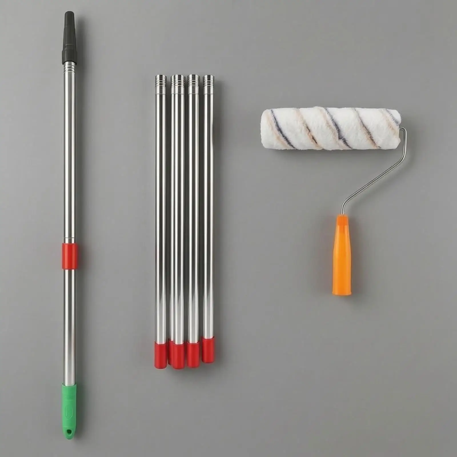 Paint Roller with Extension Pole Long Reach, Stainless Steel, Roller Brush with Telescopic Rod, for Ceilings