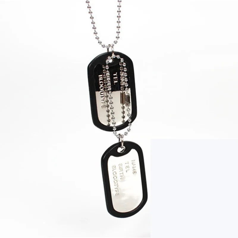 Men's Interesting  Style 2 Dog Tags Chain Pendant Necklace Goth