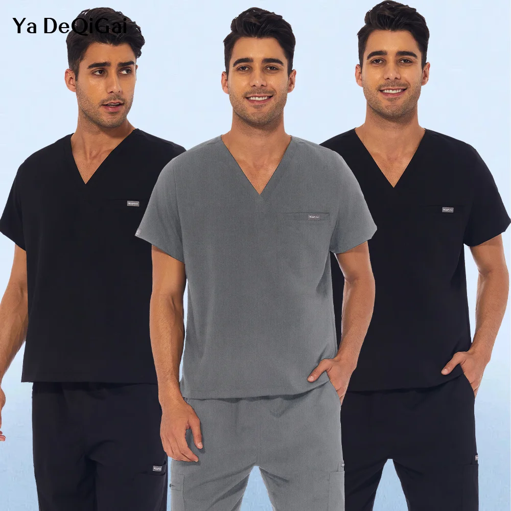 Uniforme de Enfermagem Masculina, Camisas Médicas Esfoliantes, Blusa de Salão de Beleza, Médico Workwear, Pet Shop, Alta Qualidade, Moda