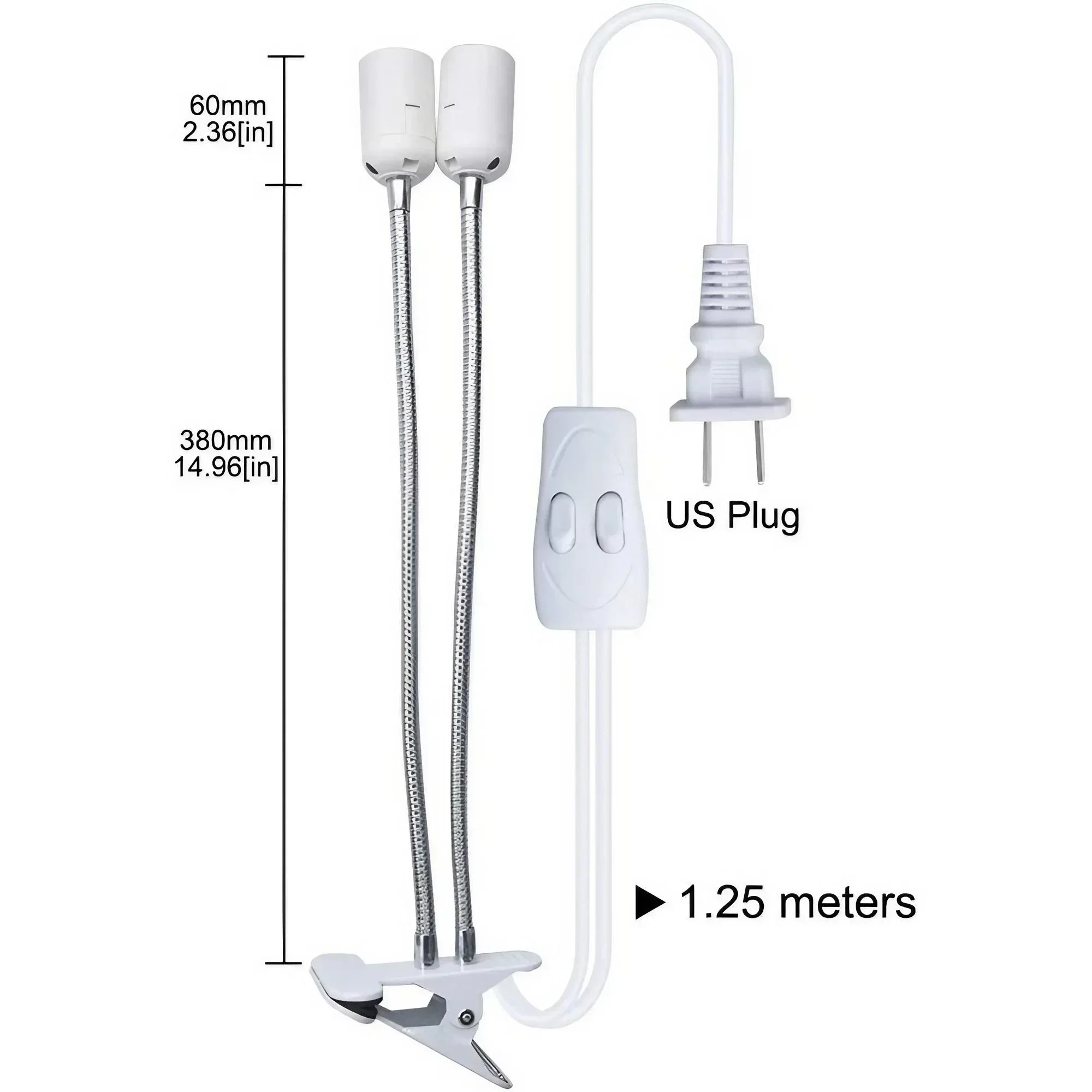 STONEGO E27 Dual Head LED Light Socket Clip Suitable 360° Rotatable and Adjustable Creative for Various Lighting Scenes
