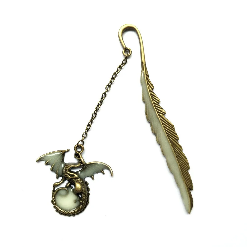 

Gifts Metal Luminous Feather Bookmarks Creative Multifunctional Dragon Book Marks Retro Cute Book Marker