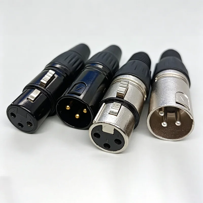 3/4/5 Pin XLR Male Female Connectors Panel Socket & Cable Plug for Audio Mic Mixer Black Silver