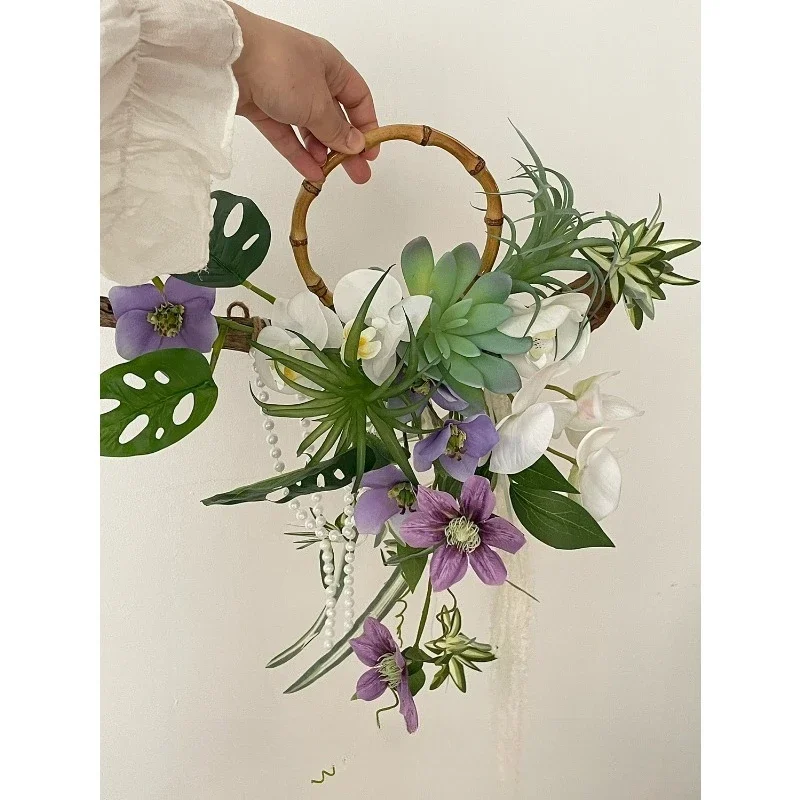 Simulation hand holding new Chinese style elegant classical creative hand bouquet purple wedding