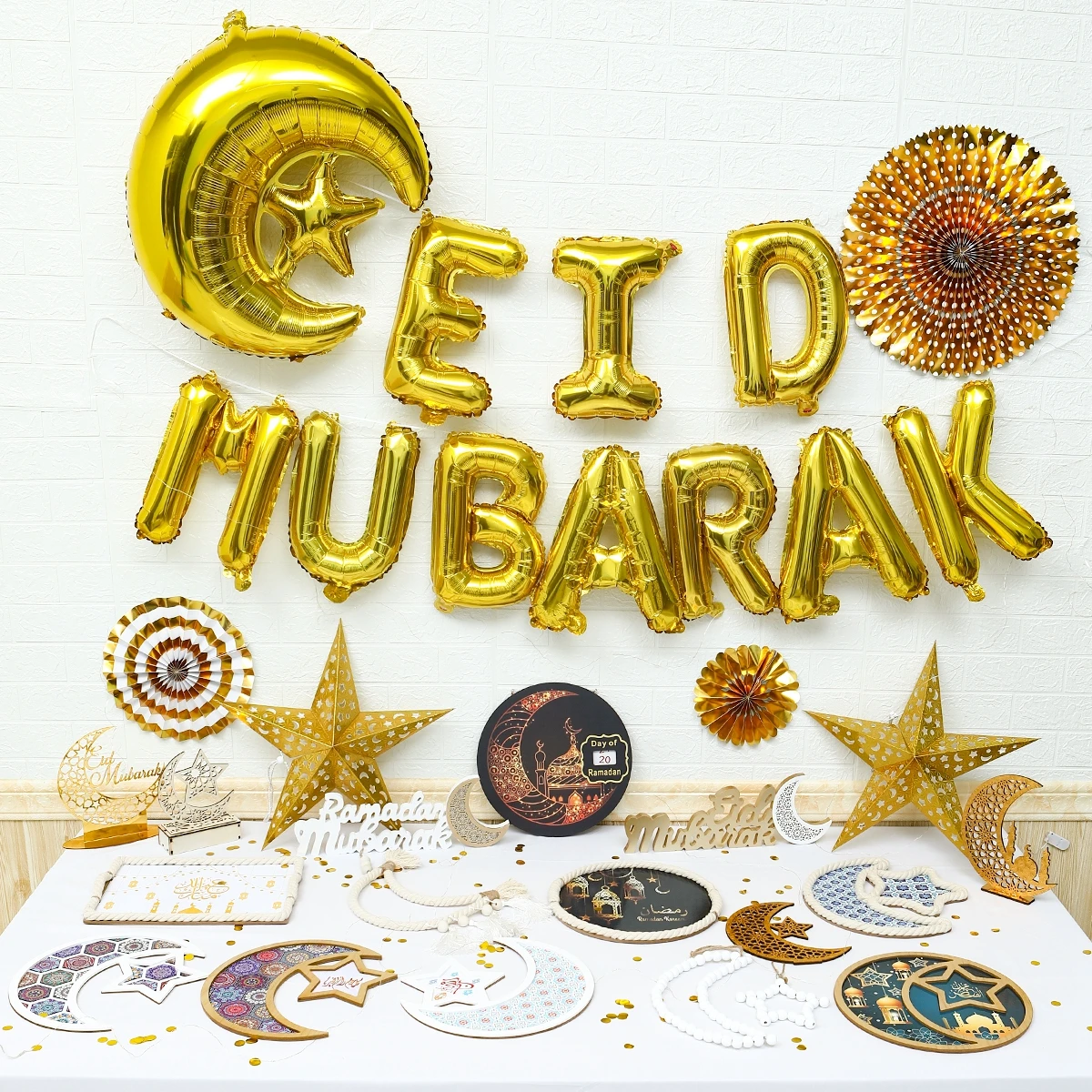 Globos de pancarta Eid Mubarak, decoración de fiesta musulmana islámica de Ramadán, decoración de Ramadán para el hogar, regalos de Islam Al Adha Eid Mubarak