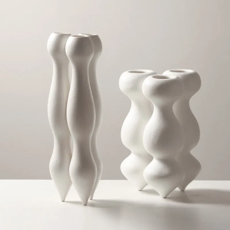 Modern minimalist creative abstract ceramic irregular art vase ornament model room living room advanced sense flower dryer