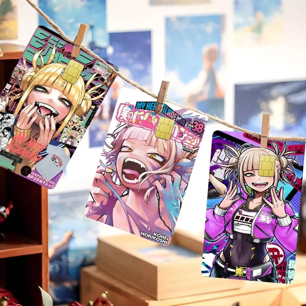 Himiko Toga Boku No Hero Academia Anime tarjeta de crédito pegatinas de piel para tarjeta bancaria VISA tarjeta de transporte pegatina impermeable regalo