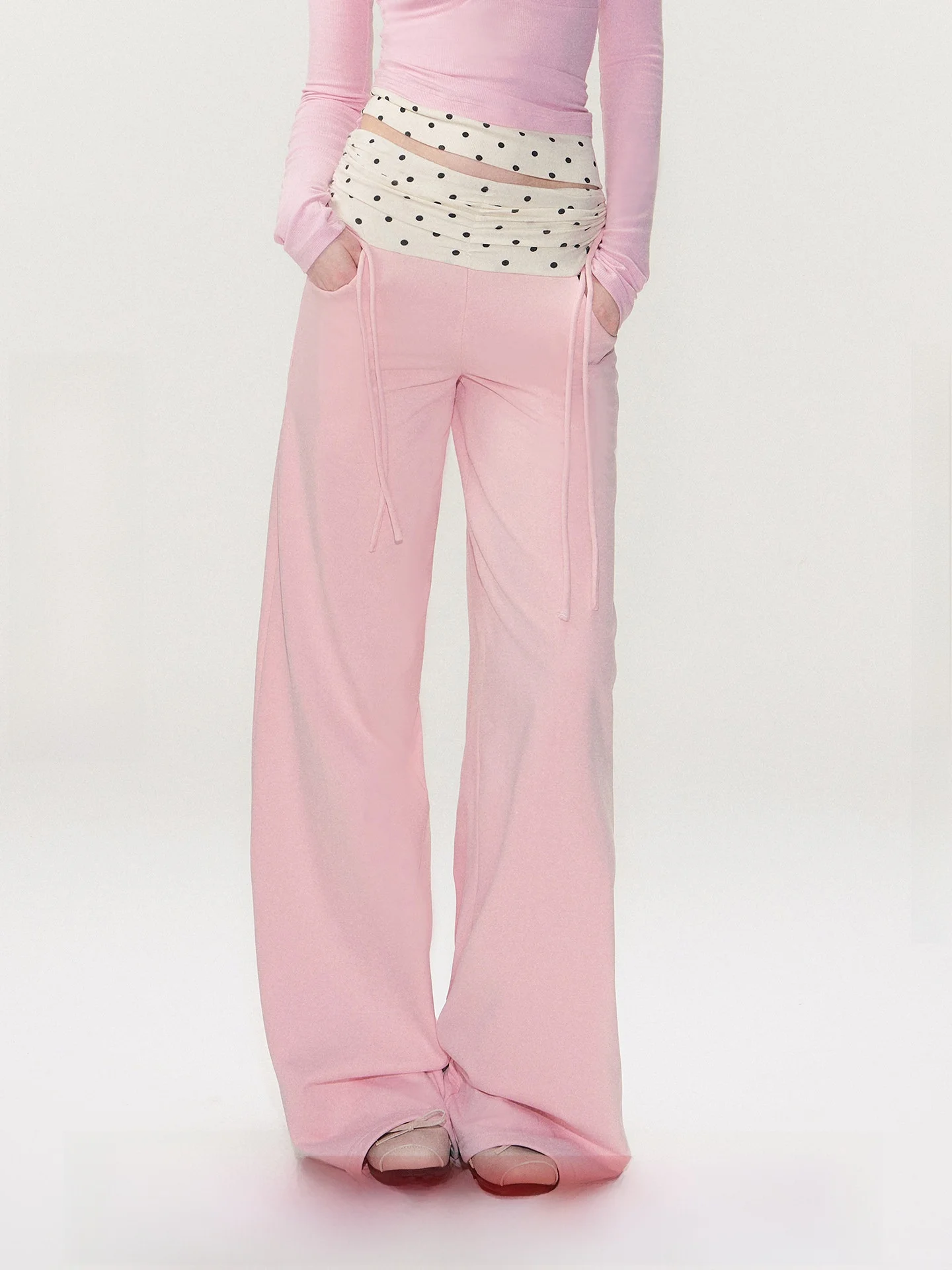 

Розовые повседневные брюки с регулируемым поясом и шнурком, прямые, женские, от бренда NeverMore, удобные, из смесового хлопка