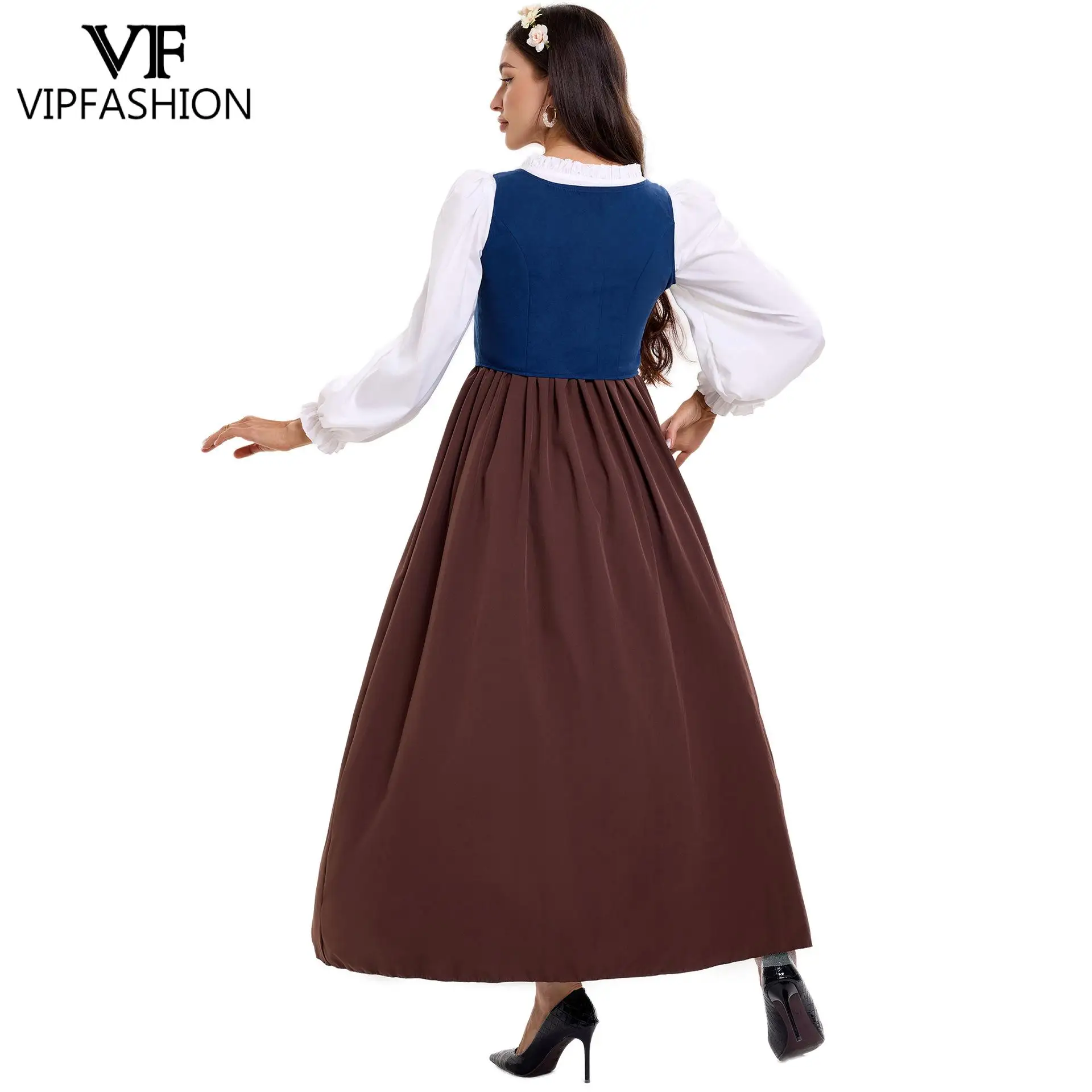 Vestido de empregada renascentista da moda vip com colete traje medieval europeu para reencenação histórica roupa de festa de servo vintage