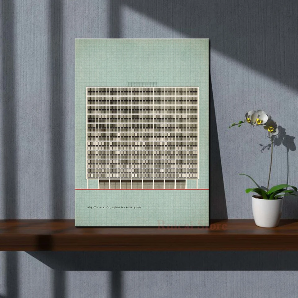 

Ludwig Mies van der Rohe, Lafayette Park Building Poster Canvas Art Room Wall Painting Home Decor