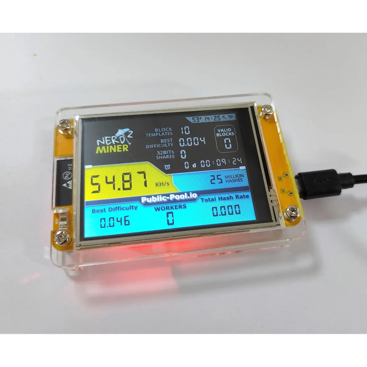 2.8 Inch NerdMiner V2 Hashrate, Smart Display, Crypto Solo