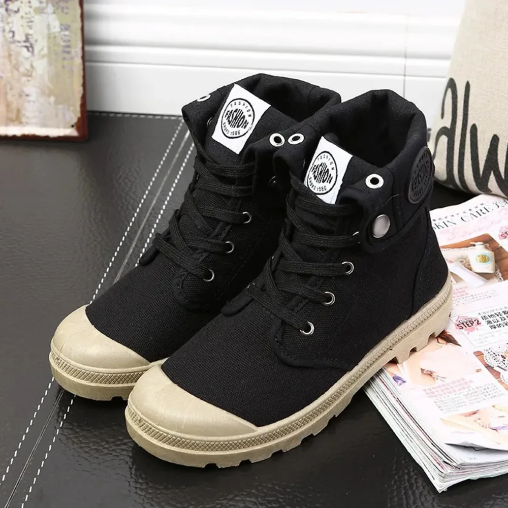 

2026 New Canvas Women Work Boots Palladium Style Fashion High-Top Breathable Ankle Casual Shoes Female High Quality 35-41