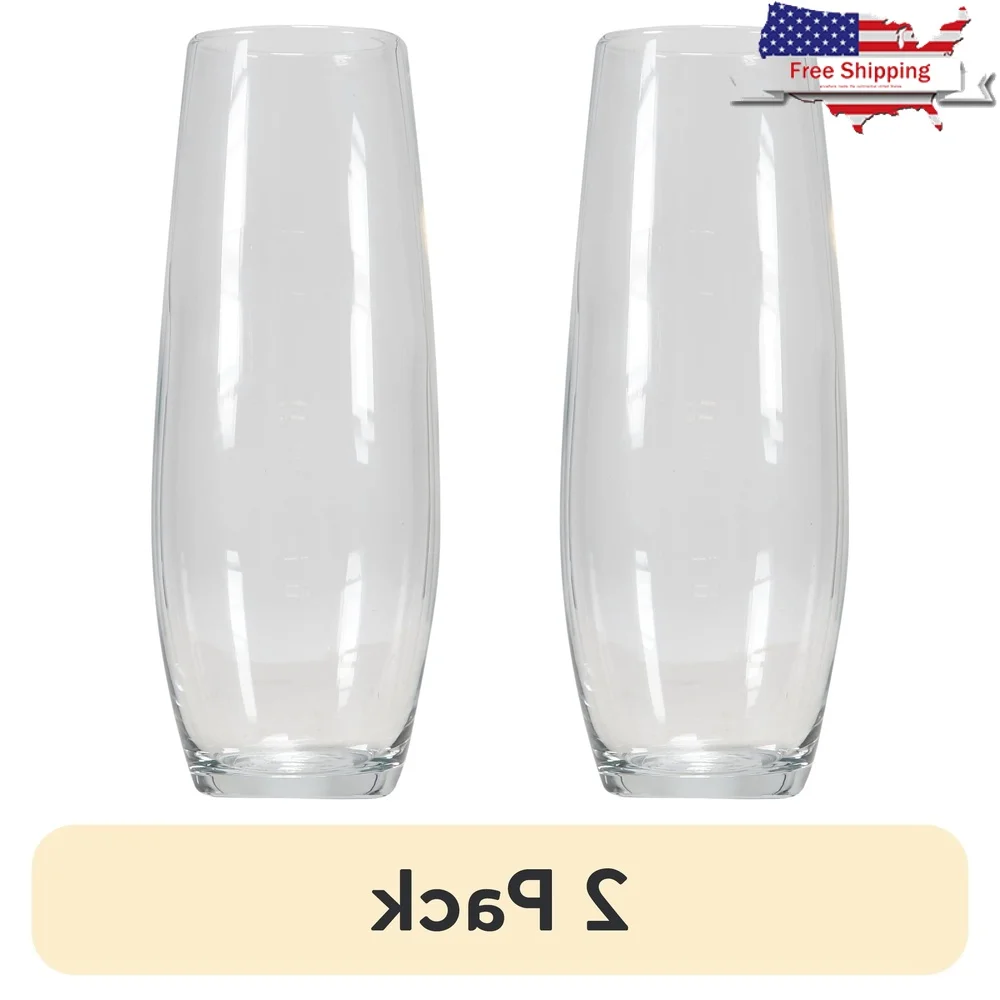 Elegant Clear Glass Bud Vase Set of Two