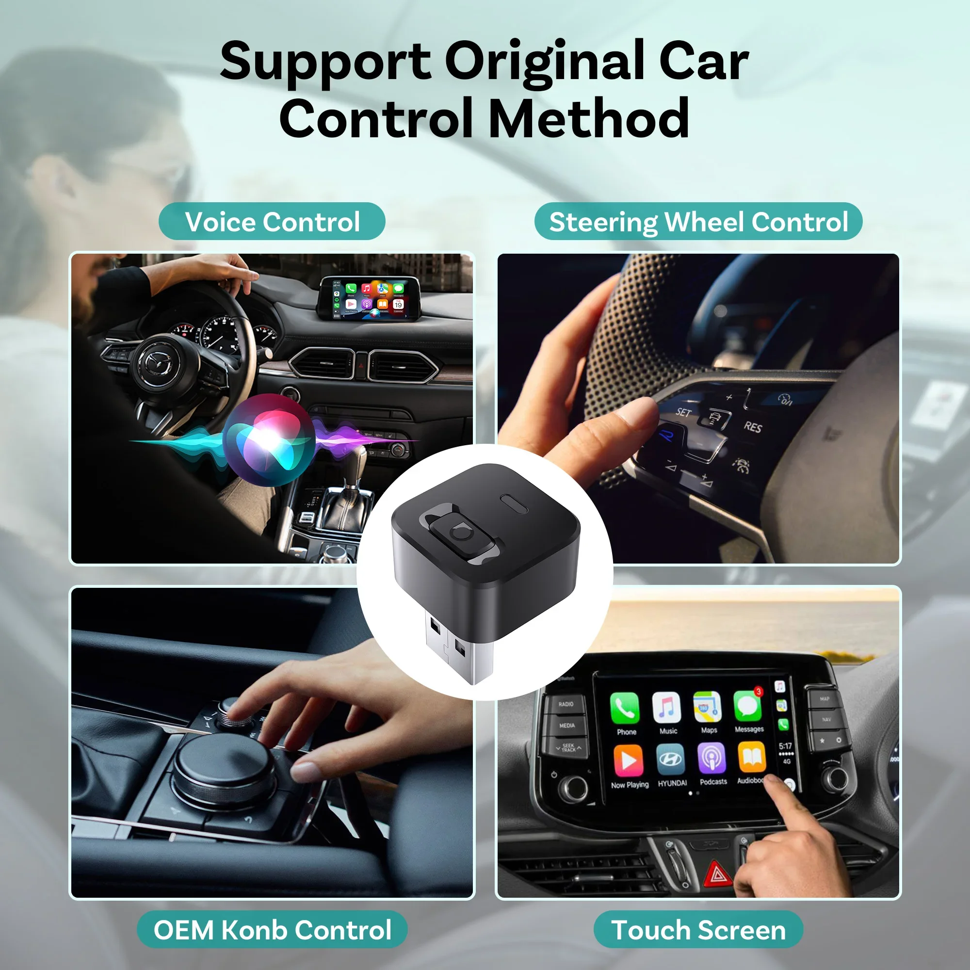 OTTOCAST نقطة صغيرة لاسلكية CarPlay أندرويد محول السيارات 2 في 1 USB دونغل اكسسوارات السيارات لشركة فولكس فاجن تويوتا هيونداي سكودا شيفروليه