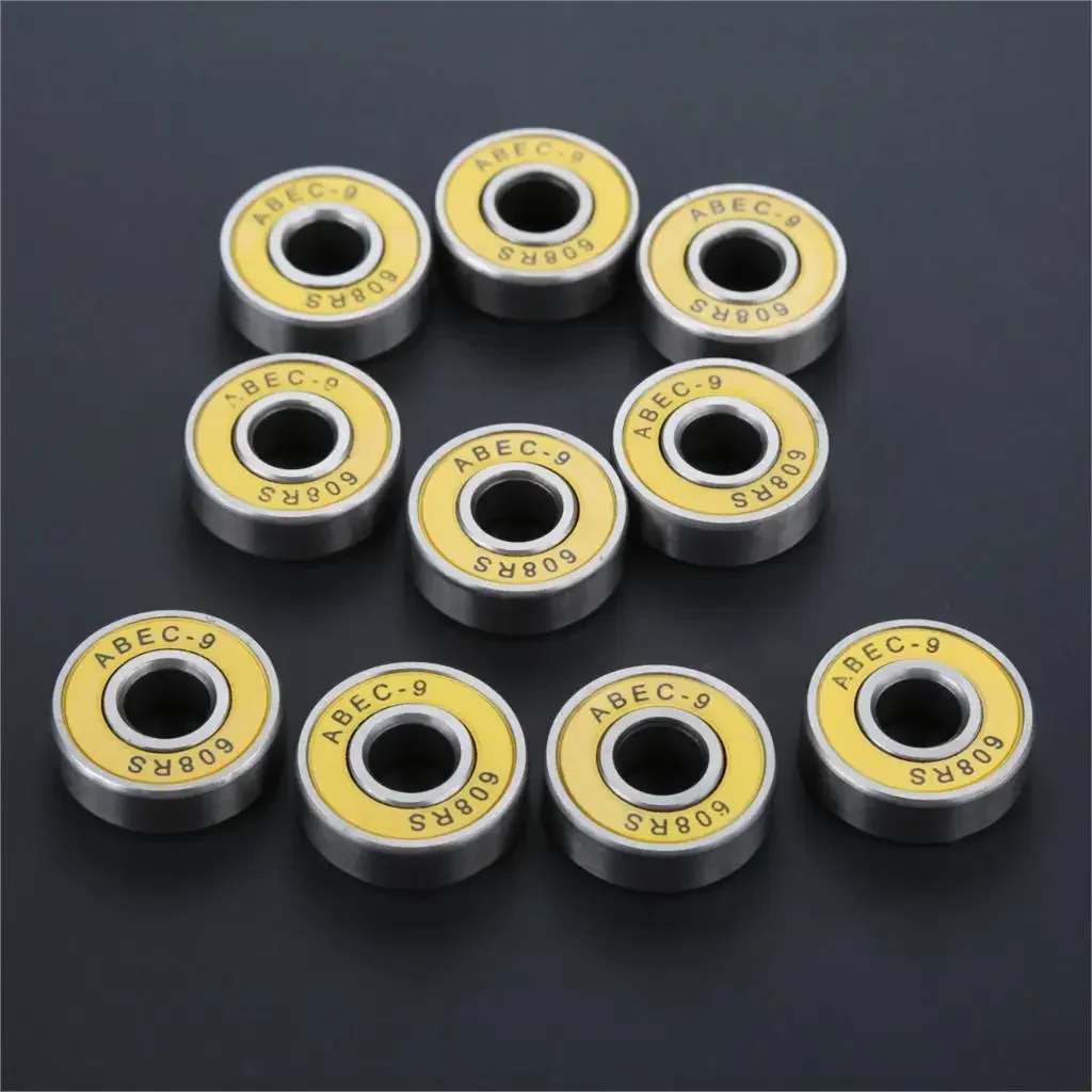 10Pcs ABEC-9 608RS Bearings Skating Bearing Steel Deep Groove Ball Bearing Type 8x22x7mm Bearings Roller Skate Wheel Accessories