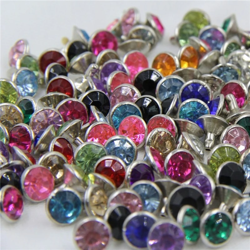 6~10mm High Quality Rhinestones Rivets Drill Studs For Leathercraft DIY Rivets For Leather Clothes Decoration