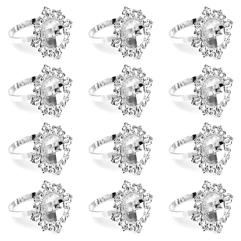 

12pcs Sparkling Blue Acrylic Elegant Wedding Dinner Banquet Decoration Iron Compact Size For All Occasions Holders Rings