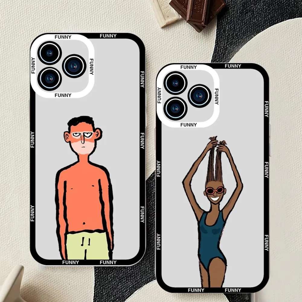 Jean Jullien Art Phone Case For iPhone 11 12 Mini 13 14 15Pro Max Transparent Shell