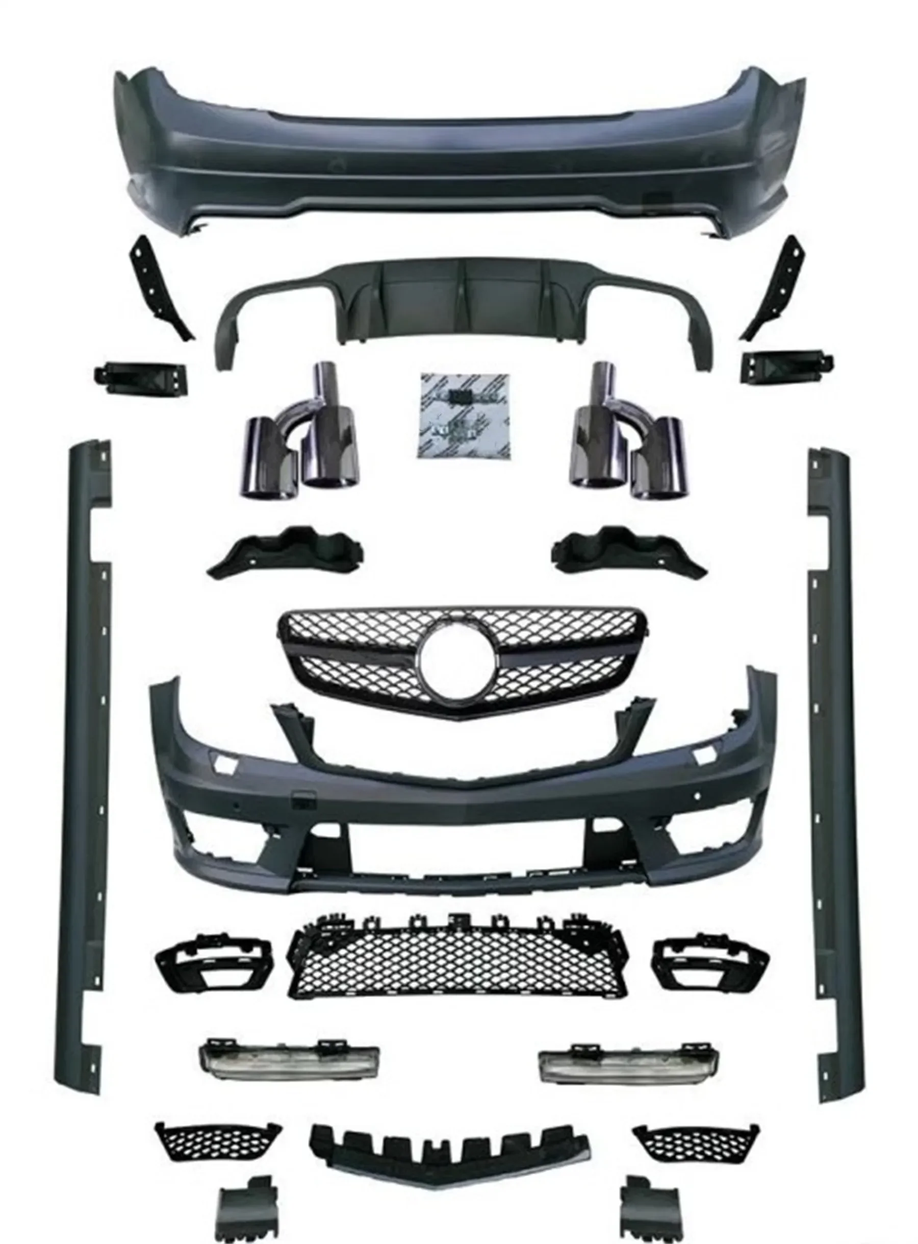 

Car Front Rear bumper surrounded grille Body kit for Mercedes Benz C-Class W204 modified C63 AMG 11-13 Side skirts