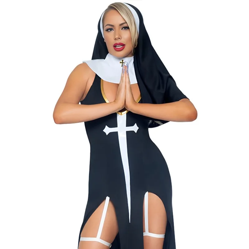 Nun Cosplay Halloween Costume for Women Nightclub Sexy Dress Up Suit Party Festival Role Play Festival  Outfit Stage Wear Anime