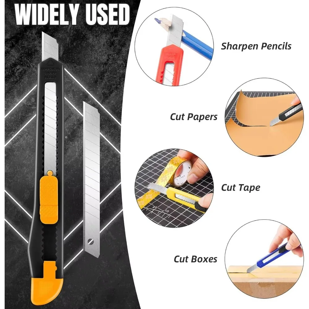 42/30/18/10 Pack Box Cutter, 9MM Snap-Off Blade Utility Knife, Razor Knife with Self-Lock Design