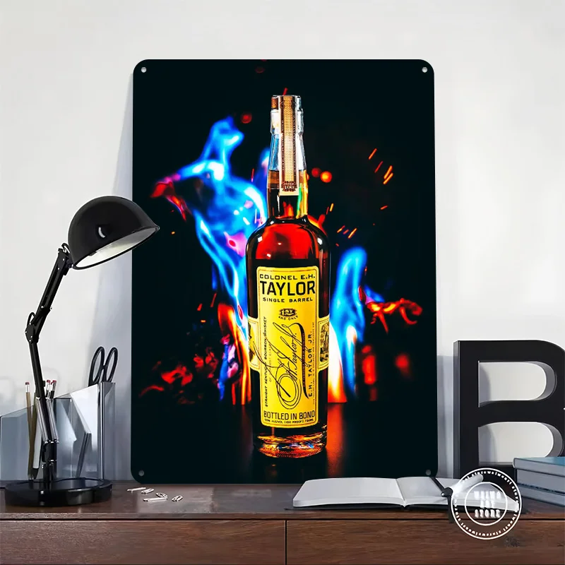Blue Flame Alcohol Tinplate Posters Customizable Wall Art Retro Vintage Metal Signs for Home Room Bedroom Decorations Desk Decor