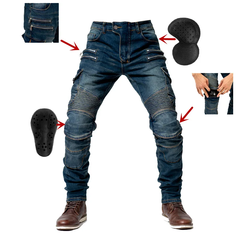 Pantalones de motociclismo, pantalones vaqueros para hombre con equipo de protección, pantalones informales resistentes a caídas para Moto y motociclista para las cuatro estaciones para hombre y mujer