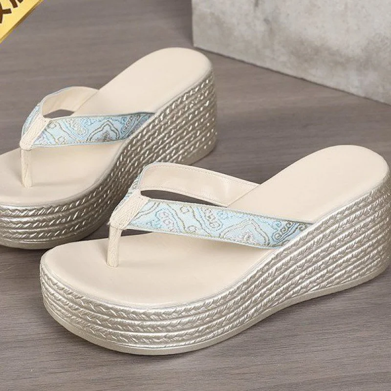 Sandalias de Plataforma con Estilo Bohemio para Mujer | Chanclas Antideslizantes para la Playa, para Uso en Exteriores en Verano | Sandalias de Moda 2026