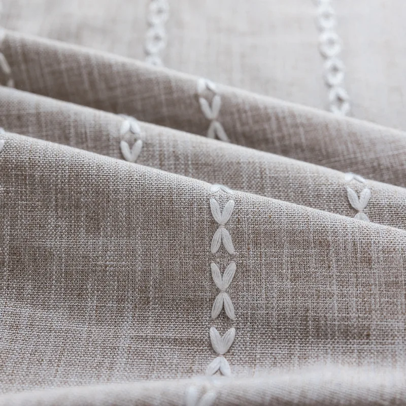 ستارة دش طويلة بوهو، ستارة دش من نسيج القطن والكتان مع شرابة لستارة ديكور الحمام الريفية الفرنسية الأنيقة