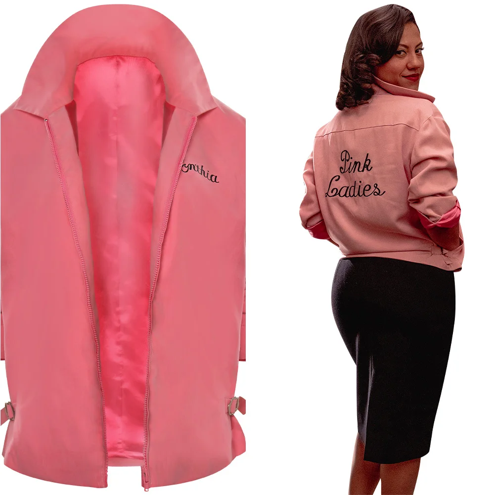 

Grease: Rydell High Grease Pink lady Cosplay Costume Hoodie Coat Outfits Halloween Carnival Party Suit For Women Girls Jackets