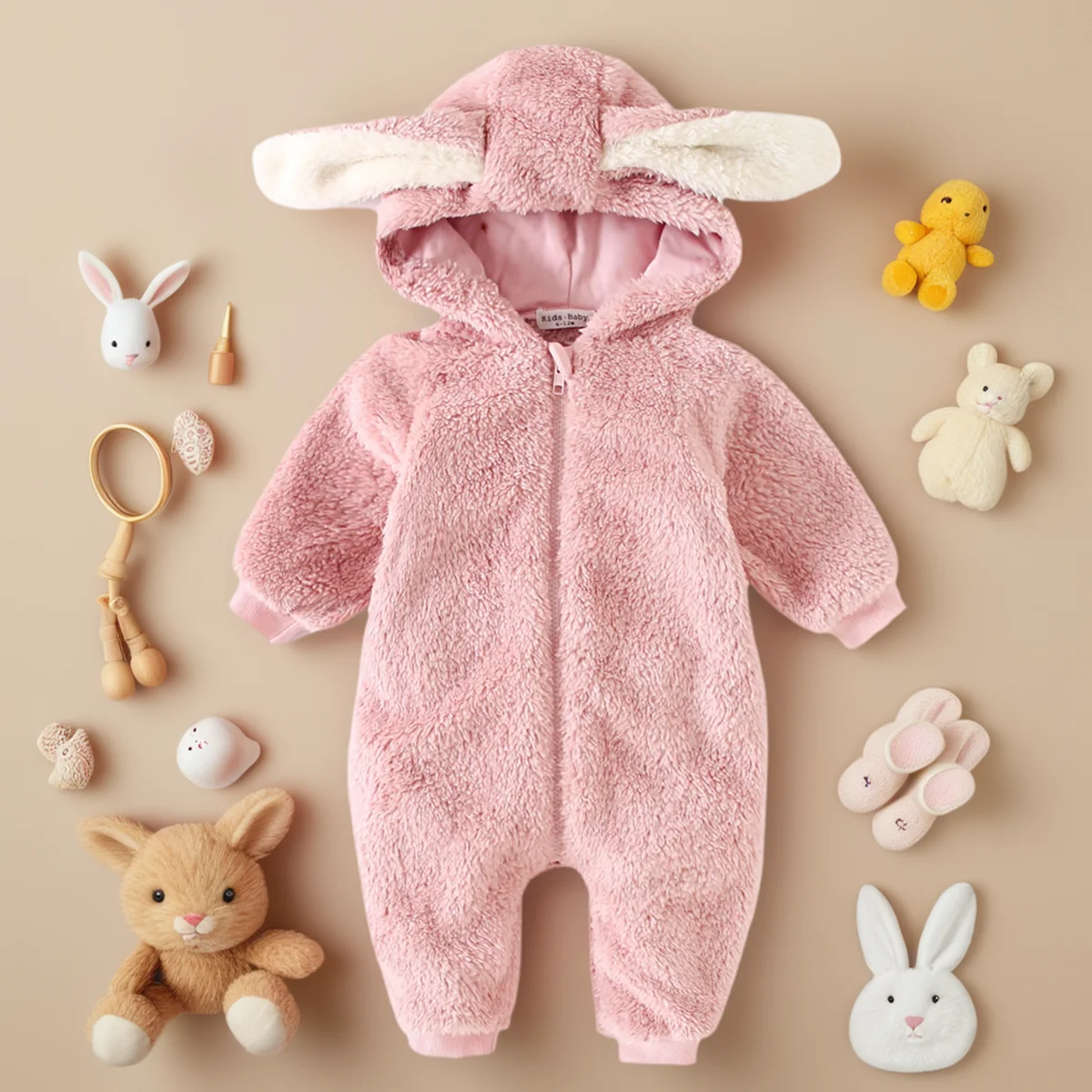 

Sanlutoz Unisex Winter Warm Baby Rompers Cute Hooded Fleece Thickened Zipper Long Sleeve Toddler Jumpsuits Clothing