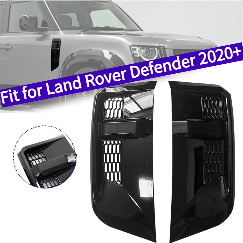 

2Pcs/set Side Air Vent Grille Cover Trim Insect Screen Fender for Land Rover Defender 2020+
