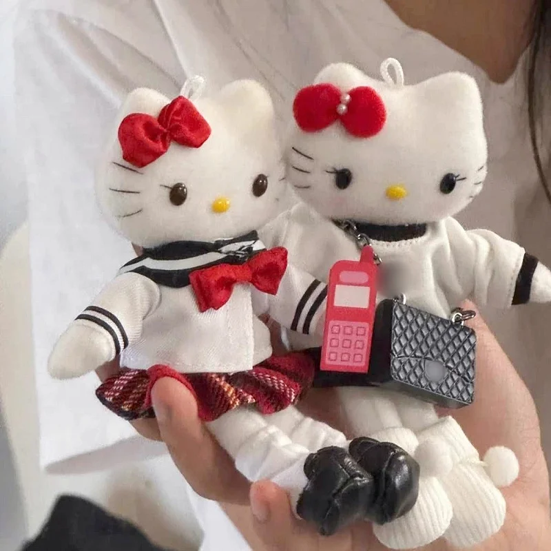 Olá kitty elegante academia série saco pequeno pingente bonito doce legal picante menina pernas longas kitty mochila pingente boneca de pelúcia