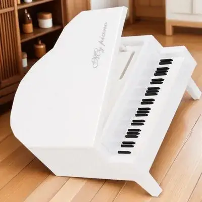 Ornamen Piano Mini Putih Kreatif Dekorasi Desktop Bahan ABS Tahan Lama Ornamen Alat Musik Alat Peraga Foto untuk Rumah Kantor