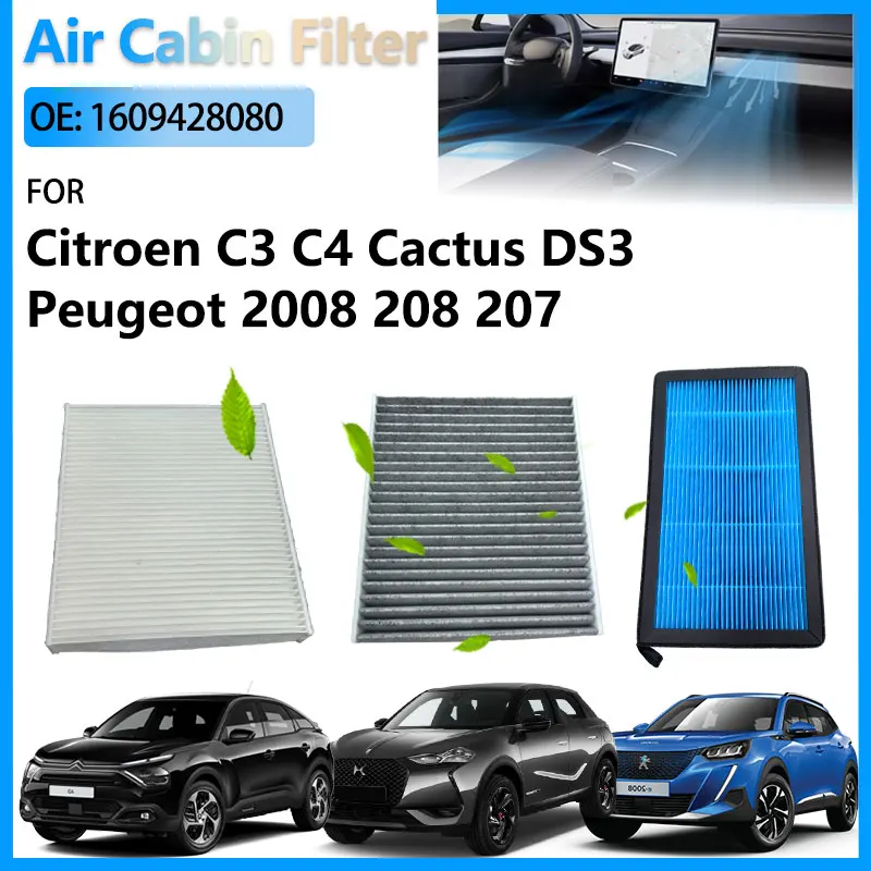 

Air Conditioning Cabin Filter For Peugeot 2008 A94 P24 208 207 Citroen C3 C4 Cactus DS3 DS 3 Accessories 1609428080 1609428180