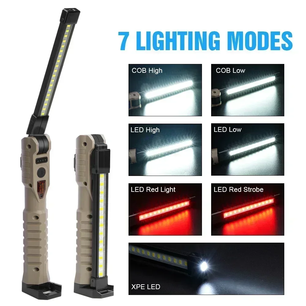 Foldable Magnetic COB Work Light, Type C Rechargeable Flashlight, Portable LED Floodlight Torch for Outdoor Camping Emergency
