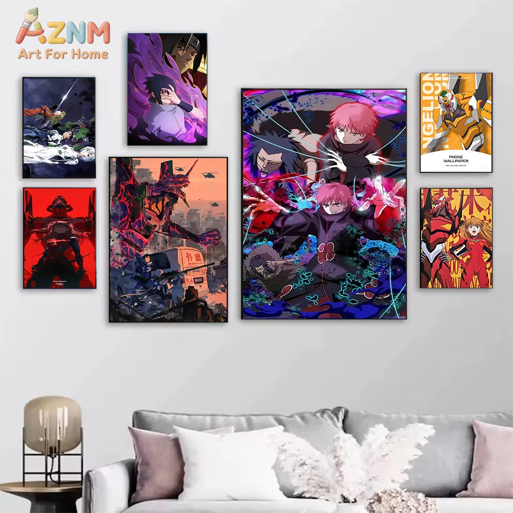 AZNM Anime Canvas Painting Evangelion Jujutsu Kaisen Art Print Wall Decor