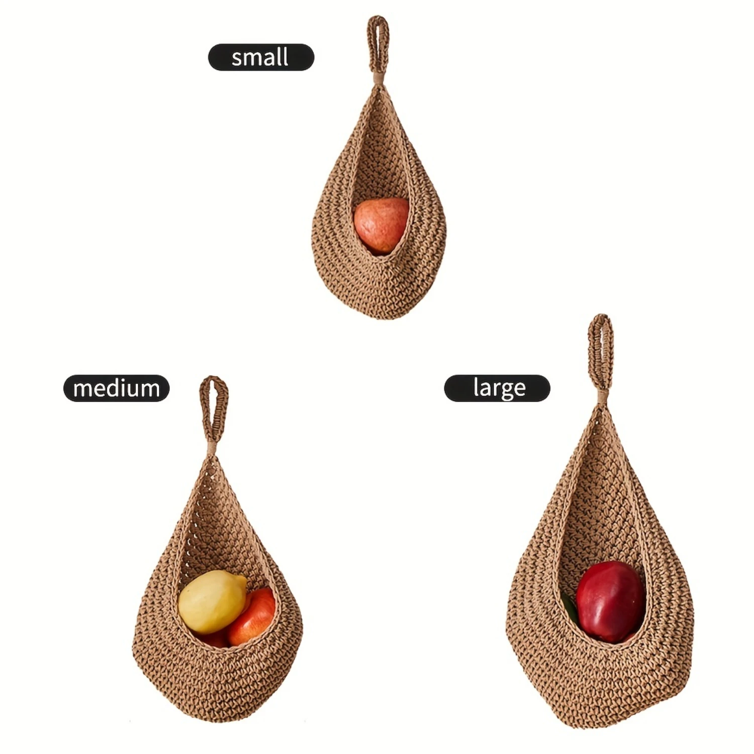 Handmade Cotton Rope Woven Bohemian Wall Hanging Fruit Vegetable Basket Organizer Plant Holder