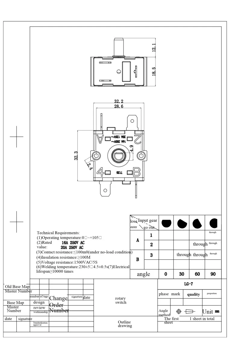 5 Stück Elektrischer Ölheizer, Heizlüfter, Drehschalter, 3-polig 3-Gang, 5-polig 4-Gang, hohe Leistung, 16A, 250V – Detail 5