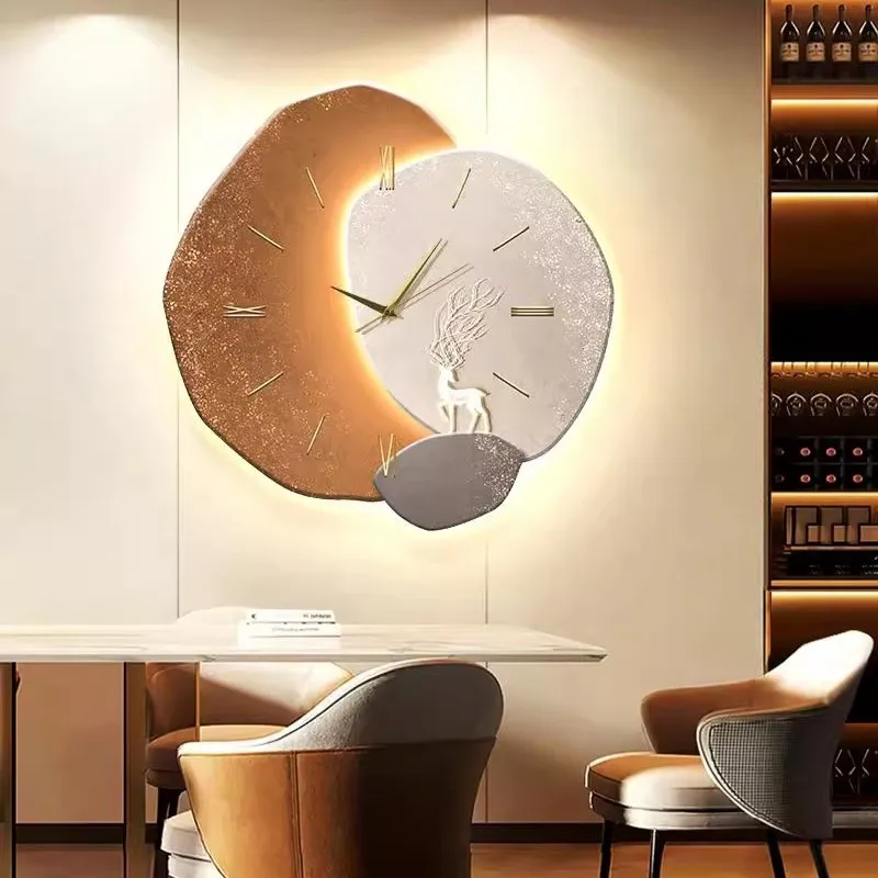 Modern Restaurant Watch Stone Shaped Sheen LED Wall Light Nordic Minimalism Decoration Bedroom Background Mute Wall Painting