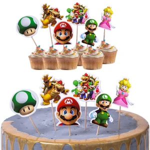 Super Mario Bros Cake Toppers, Cupcake Flags, Cartoon, Baby Shower, Kids Birthday Party Dasey, Quà tặng, 24 PC/Bộ 10 Hội thảo Super Mario bán hàng chính - №10