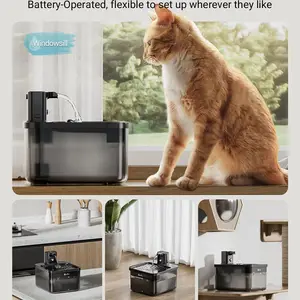 نافورة مياه أوتوماتيكية Downypaws لموزع مياه القطط مع مستشعر الحركة بطارية لاسلكية تعمل بالطاقة 2.5 لتر أفضل 10 نافورة شرب للقطط للبطاريات للمبيعات - رقم 6